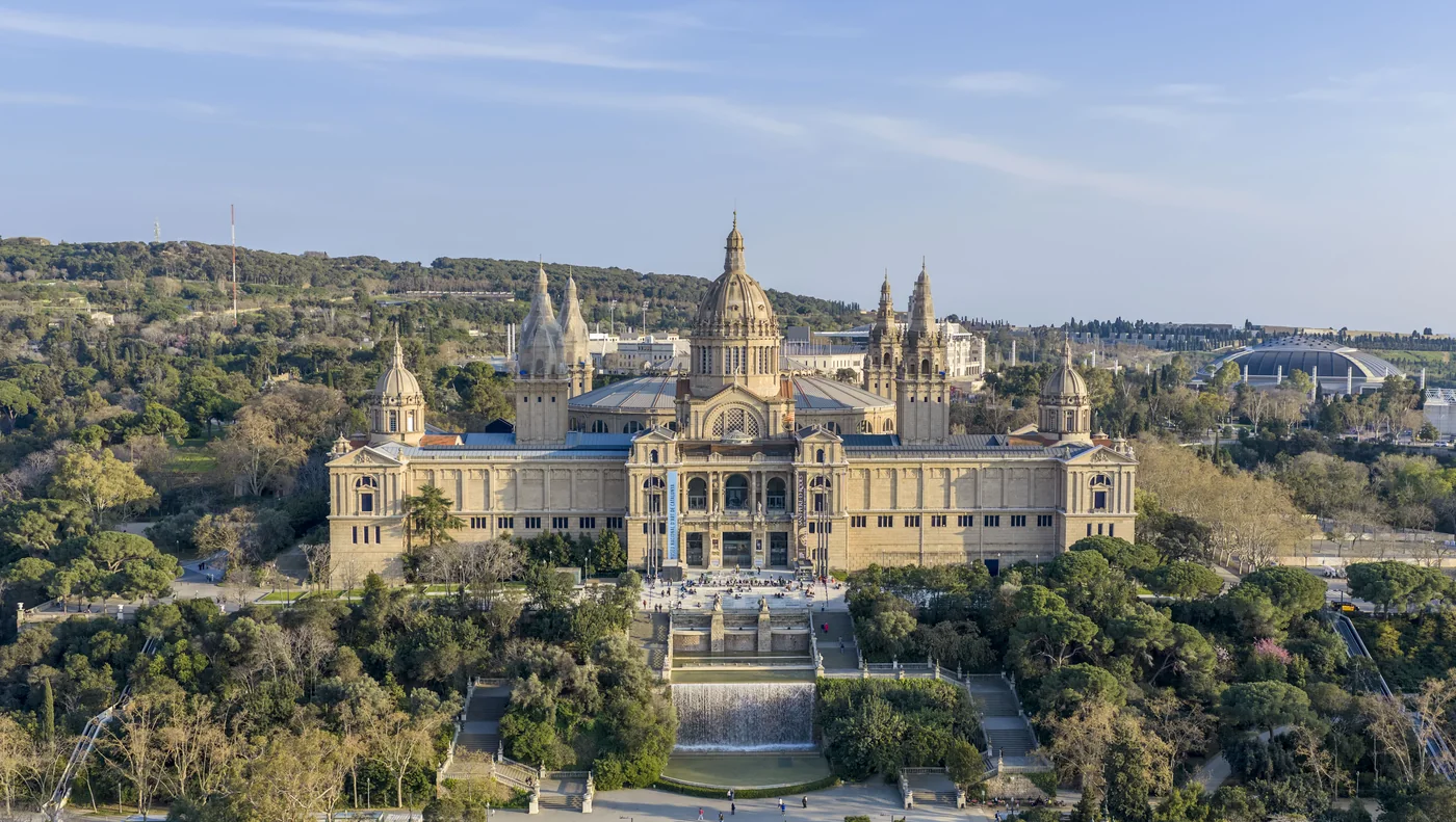 The Palau Nacional on its hill above terraces and fountains in Barcelona